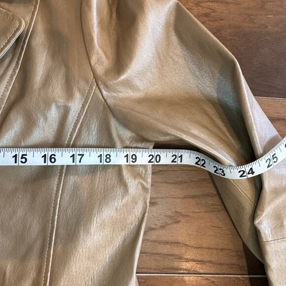Vintage Leather Trench Chadwick's of Boston Metallic Tan Button-Down Coat 12T - Picture 6 of 7